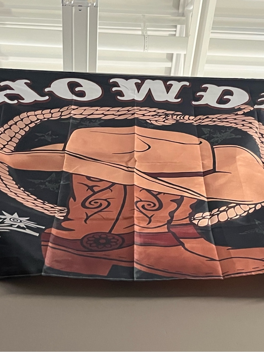 Western Cowboy Boots & Hat Graphic Flag - Black and Tan
